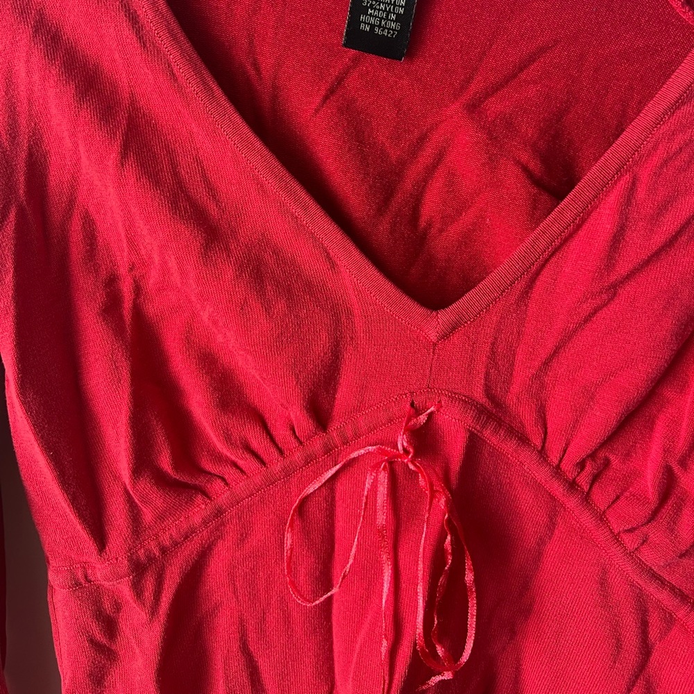 Vintage Red Bow Tie Top Long Sleeve